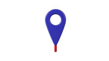 Blue and red location pin icon with circular hole in center, symbolizing navigation and direction. design is simple and modern, often used in digital maps and applications png