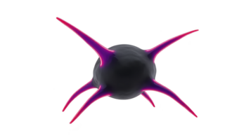 3D rendering of stylized, abstract shape with central dark sphere and vibrant pink spikes extending outward, creating dynamic and futuristic appearance png