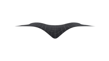 3D wireframe model of curved surface resembling saddle shape, with grid pattern on transparency background, illustrating mathematical concepts or computer graphics png