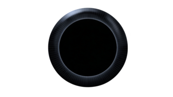Rotating black circular frame with metallic sheen and transparent center, suitable for design projects or as decorative element. frame sleek and modern appearance adds dynamic touch png