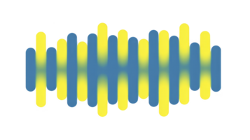 Abstract design featuring overlapping blue and yellow vertical bars creating wave pattern on transparent background. vibrant colors and dynamic shapes evoke sense of movement and energy png