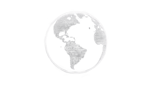 digitaal vertegenwoordiging van aarde in zwart en wit, presentatie van continenten met stippel patroon. minimalistische ontwerp benadrukt western halfrond, creëren modern en abstract voelen png