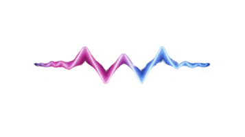 Vibrant sound wave illustration with gradient of pink to blue on transparency background, symbolizing music or audio technology. wave dynamic form conveys energy and movement png