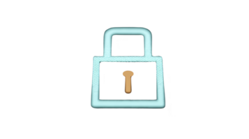 Glowing blue padlock icon with keyhole symbolizes security and protection. design is simple and modern, conveying sense of safety and privacy png