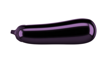 Digitally illustrated eggplant with glossy finish and vibrant purple color, showcasing stylized and modern design. image highlights smooth texture and elongated shape of vegetable png