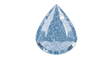 Sparkling blue teardrop shaped gemstone with intricate facets reflects light beautifully, creating dazzling effect. gem clarity and color make it stunning piece for jewelry png