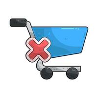 Shopping cart with red cross symbol vector