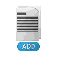 Document and add button illustration vector