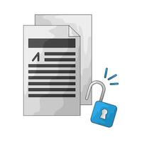 Document and unlocked padlock illustration vector