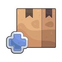 Illustrated packages and blue symbol vector