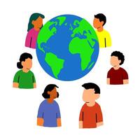 World Crowd Portrait in Diversity Bubble vector