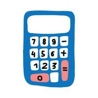 Cute hand-drawn calculator with colorful vector