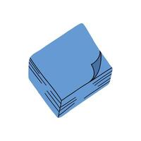 Cute cartoon-style block of blue sticky notes with curled edge. Perfect for school, office, planning, and organizational designs. vector