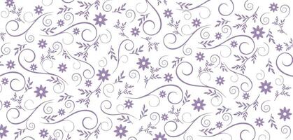 Purple flower pattern with swirls and floral design with white background. Used for notebooks, wallpapers, backgrounds, journals, cards. vector