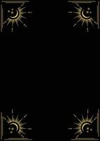 Celestial golden frame with stars, moon, crescents, and copy space. Mystical constellations border. Mystic linear background with place for text. vector