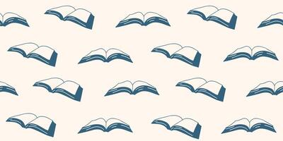 Hand drawn open books doodle seamless pattern illustration. Design for background, fabric, textile, packaging. Knowledge and reading symbol ornament vector