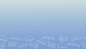 Horizontal gradient banner with literary doodles and space for text. Design for fair posters, web and advertising. vector