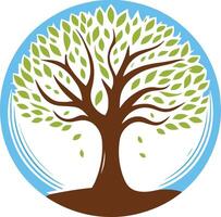 A tree with leaves and leaves in a circle vector