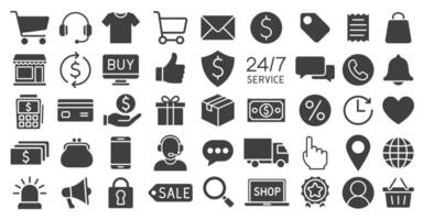 E-Commerce icon set. Online shopping icons collection. Web shop symbol pack. illustration image. Isolated on white background. vector