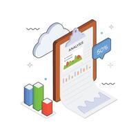Data analysis graphic with charts and report vector
