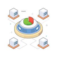 Server-Based Data Analysis isometric Illustration. EPS 10 file vector