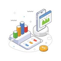 Data analytics tools and smartphone visualization vector