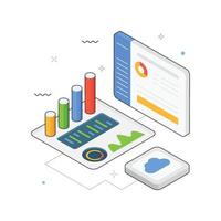 Business Analytics Dashboard isometric Illustration. EPS 10 file vector