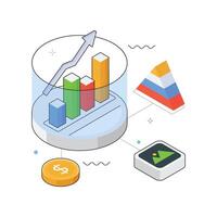 Data Growth Visualization Isometric Illustration. EPS 10 file vector