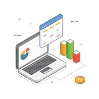Online Dashboard Analytics isometric Illustration. EPS 10 file vector