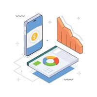 Chart isometric Illustration. EPS 10 file vector