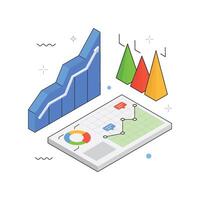 Growth Charts isometric Illustration. EPS 10 file vector