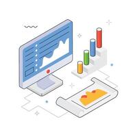 Dashboard with Graphs isometric Illustration. EPS 10 file vector