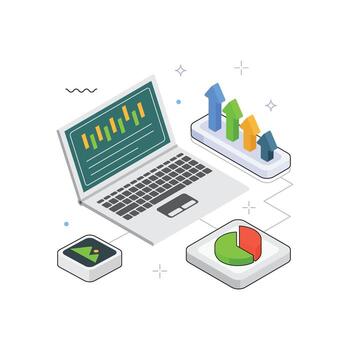 Bar Graph on Dashboard isometric Illustration. EPS 10 file vector