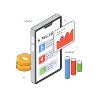 Mobile Banking Isometric Illustration. EPS 10 file vector