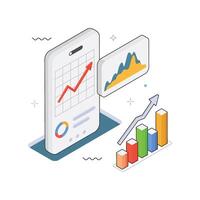 Mobile Data Visualization isometric Illustration. EPS 10 file vector