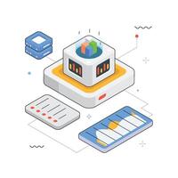 Ethereum Data Monitoring isometric Illustration. EPS 10 file vector