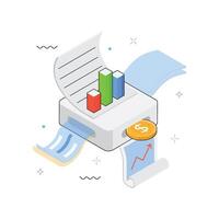 Data Printing isometric Illustration. EPS 10 file vector