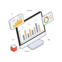 Desktop Analytics Isometric Illustration. EPS 10 file vector