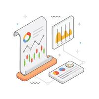 Market Report isometric Illustration. EPS 10 file vector