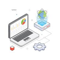 Laptop Analytics isometric Illustration. EPS 10 file vector