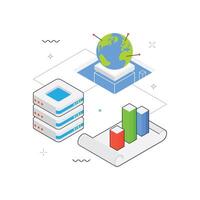 Global Data Exchange isometric Illustration. EPS 10 file vector