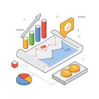 Business Performance Overview isometric Illustration. EPS 10 file vector