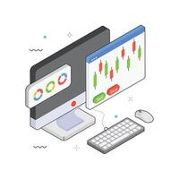 Trading Analysis isometric Illustration. EPS 10 file vector