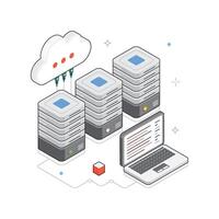 Data Sync Between Cloud Isometric Illustration. EPS 10 File vector