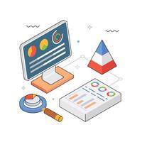Data Report isometric Illustration. EPS 10 file vector
