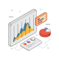 Comparative Line Graphs isometric Illustration. EPS 10 file vector