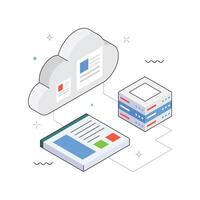 Cloud Document Storage Analytics isometric Illustration. EPS 10 file vector