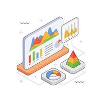 Market Growth Charts isometric Illustration. EPS 10 file vector
