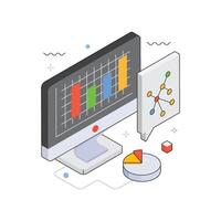 Stock Market Analysis Isometric Illustration. EPS 10 file vector