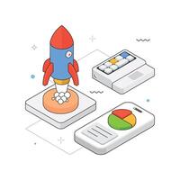 Startup Launch isometric Illustration. EPS 10 file vector